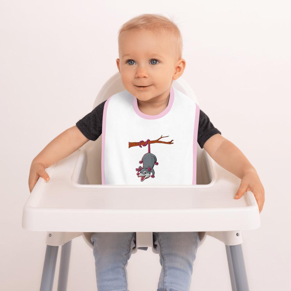 Hanging Out Embroidered Baby Bib - AwesomePossumz