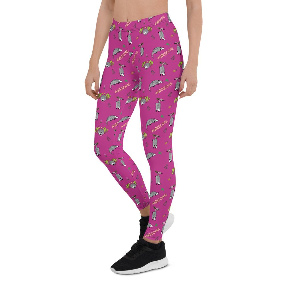 Abstract Paint Splatter Pink Flamingo Capri Leggings, Zazzle