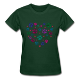 Paw Heart Ladies Tee Shirt - forest green