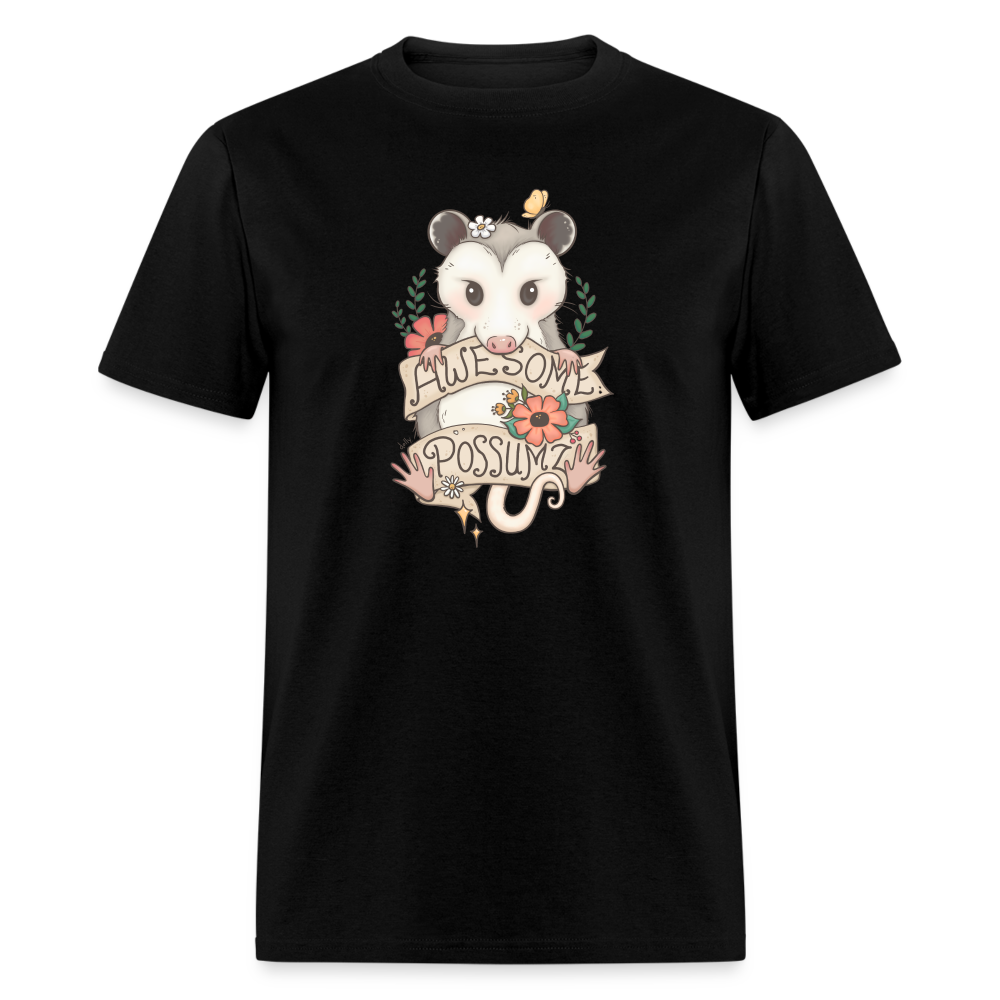 Awesome Possum Art Tee Shirt - black