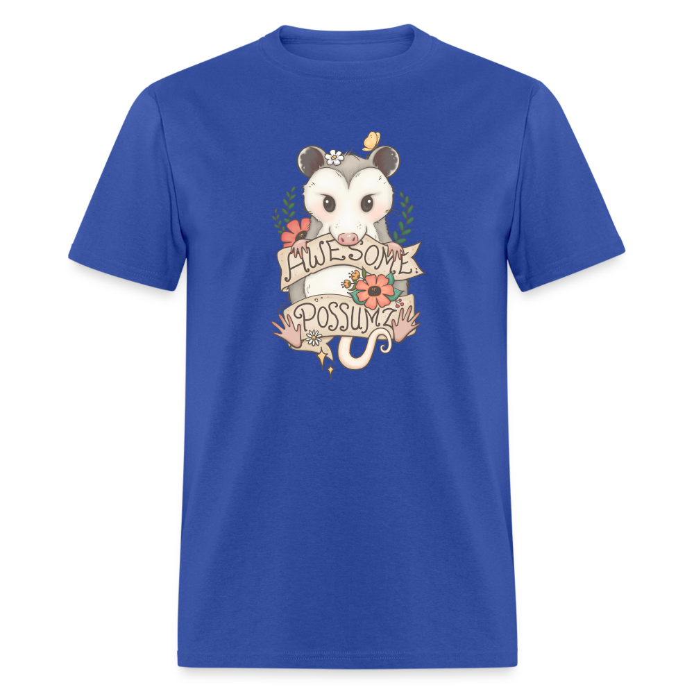 Awesome Possum Art Tee Shirt - royal blue