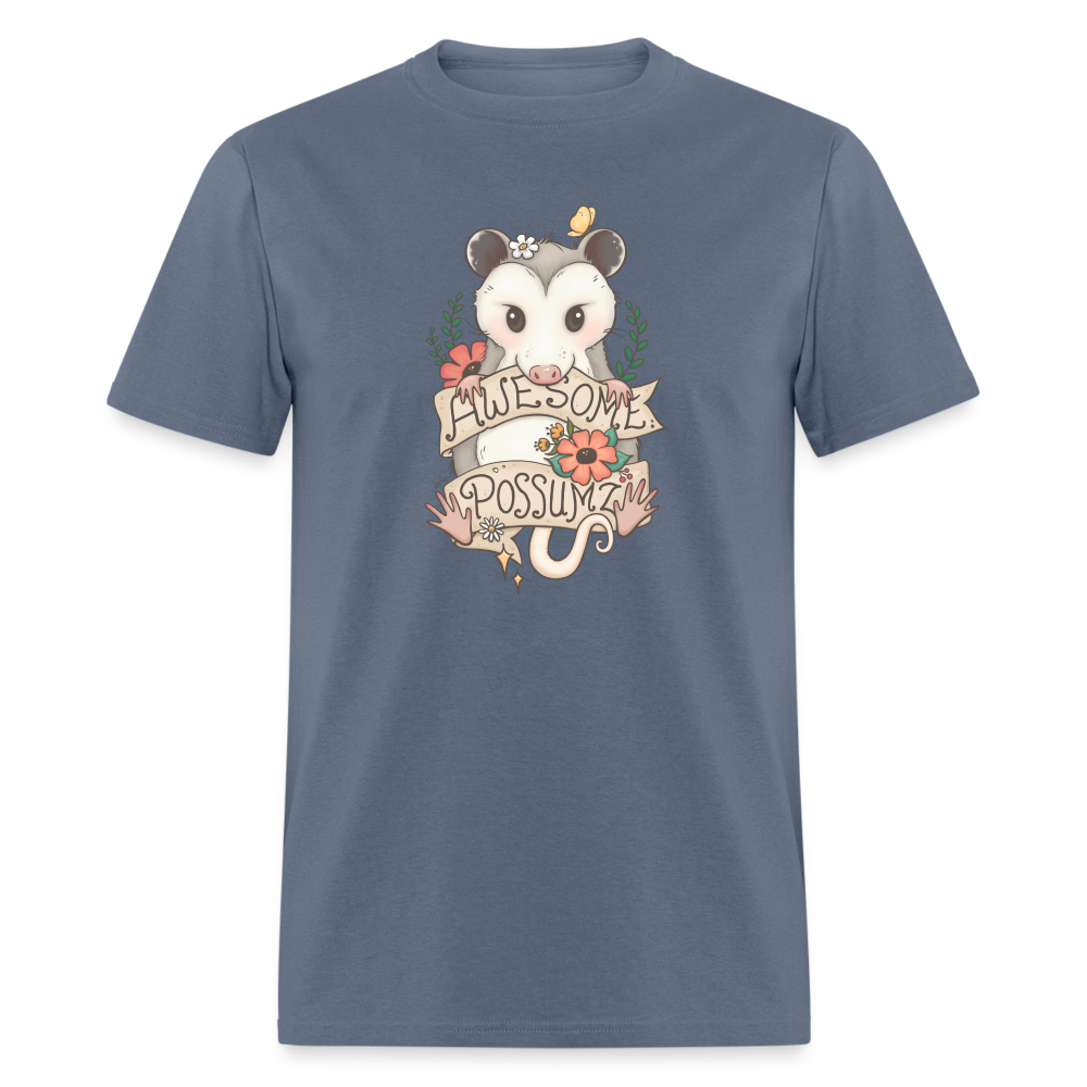 Awesome Possum Art Tee Shirt - denim