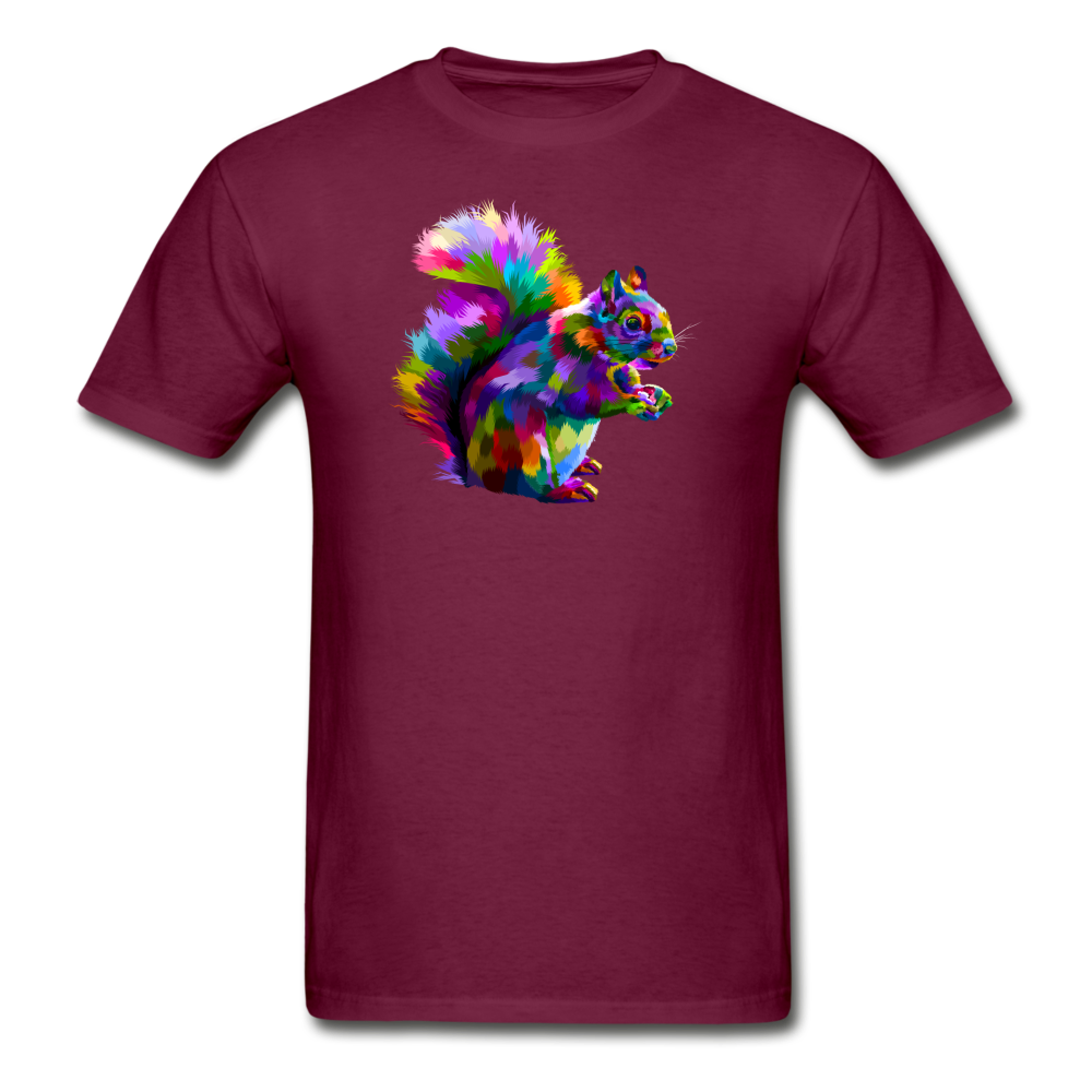 Crazy Color Squirrel Tee Shirt - burgundy