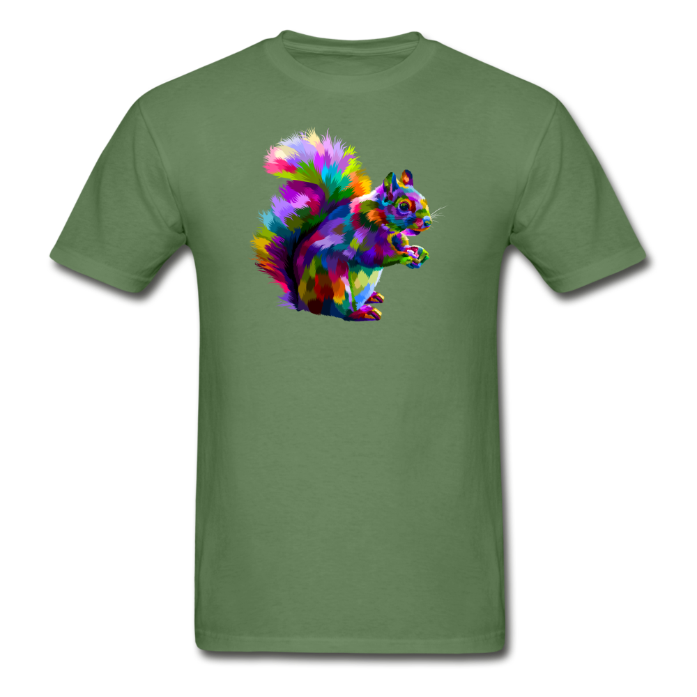 Crazy Color Squirrel Tee Shirt - military green
