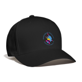 Black baseball hat with the words "Awesome Possumz Fredericksburg VA" and illustration of a blue and pink possum