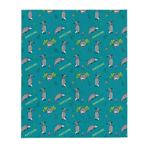 Awesome Possum Teal Throw Blanket