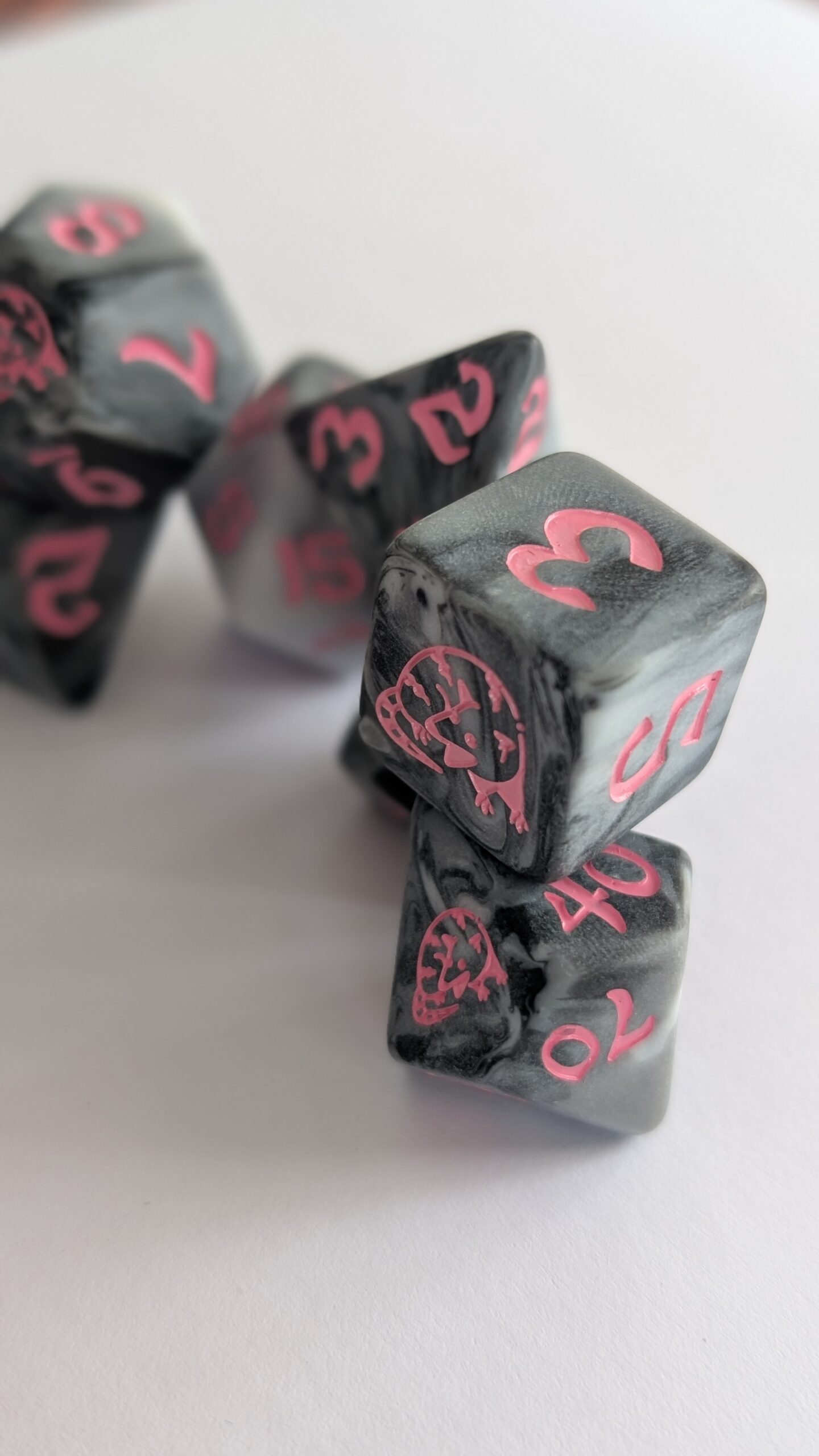 Wyrmforged Rollers Round Edge Resin Dice Set - Grey Opossum - Image 2