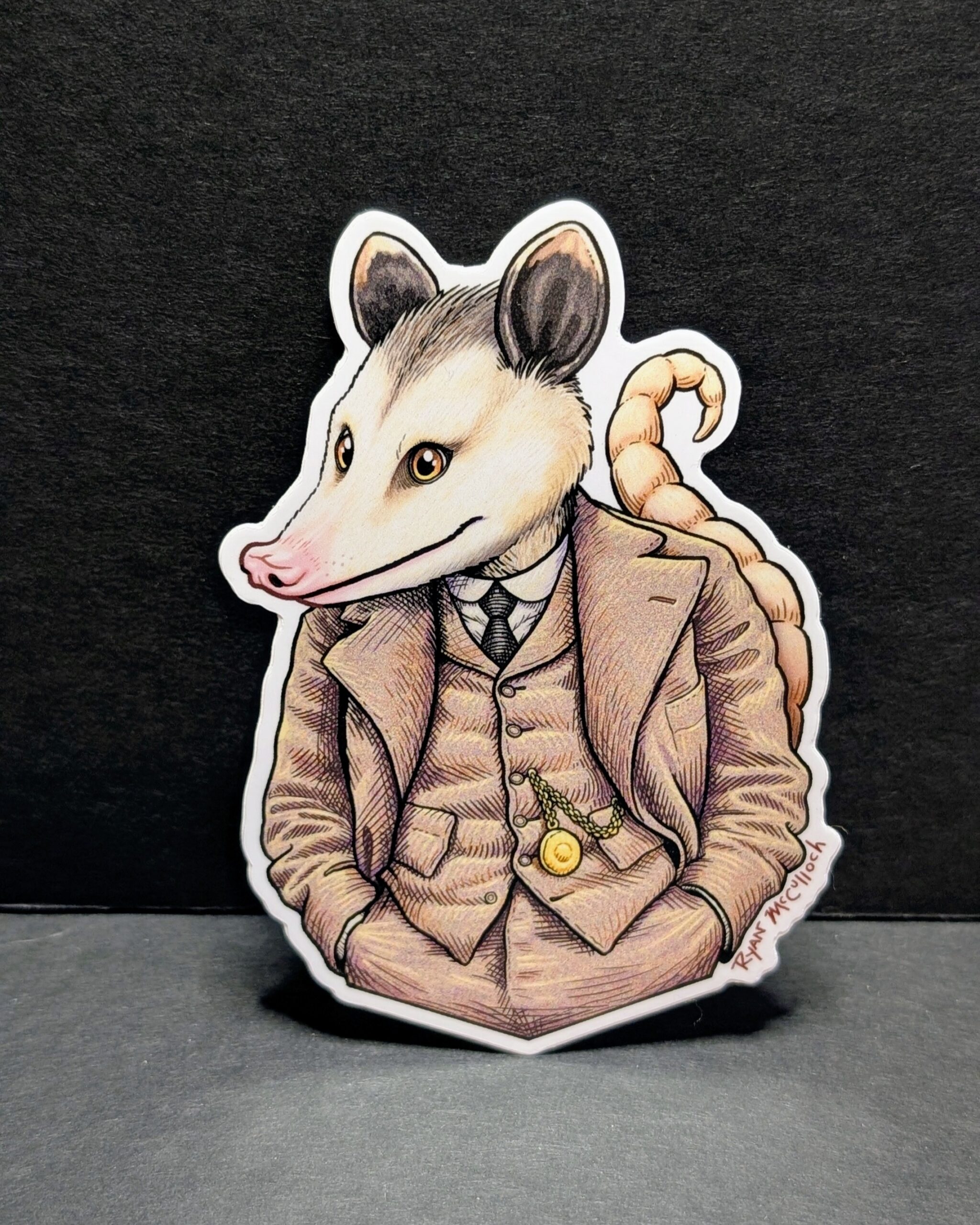 Dapper Opossum Vinyl Sticker