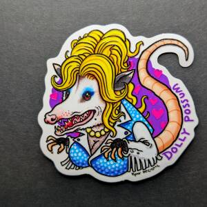 Dolly Possum Embossed Vinyl Sticker