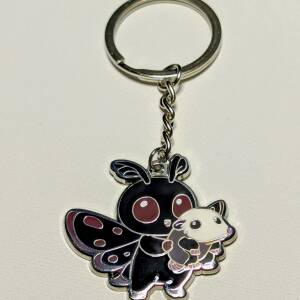 Mothman Holding an Opossum Enamel Keychain