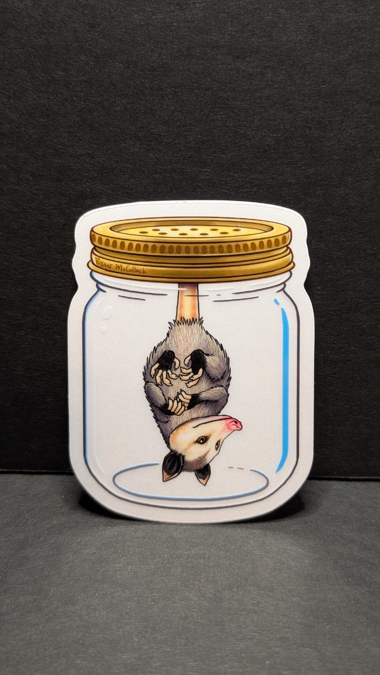 Opossum in a Jar Clear Vinyl Sticker