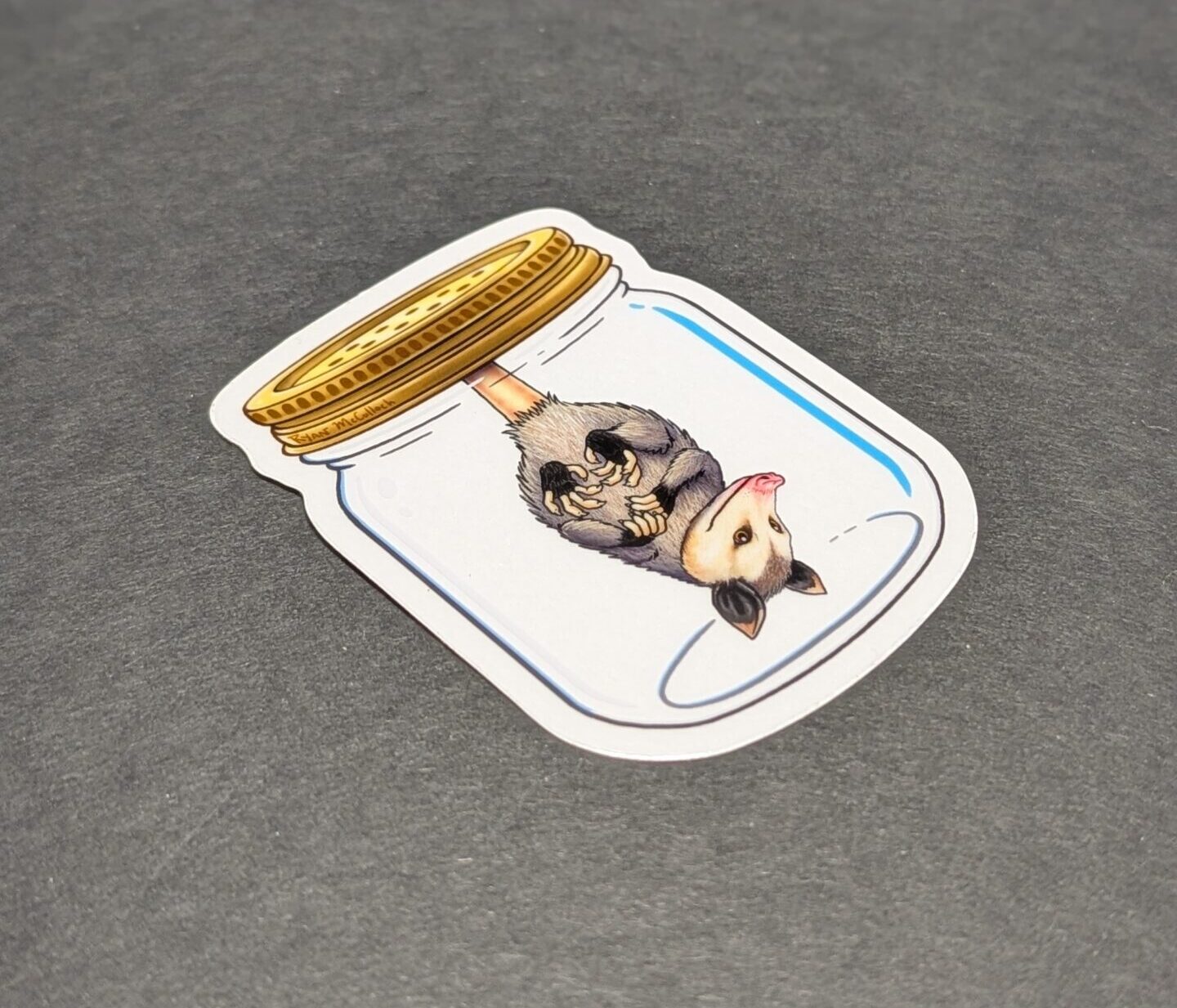 Opossum in a Jar Clear Vinyl Sticker - Image 2