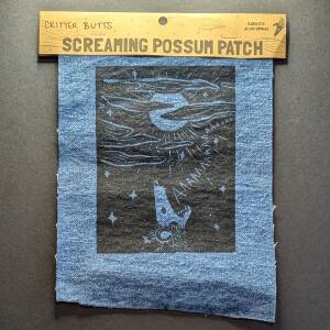 Screaming Possum Patch - Screen Print On Thrifted Denim