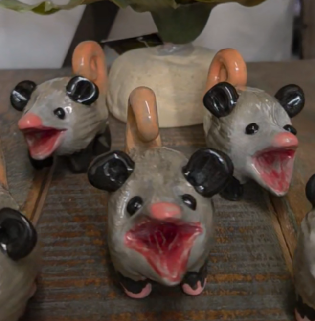 Baby Clay Opossums from Fairydawn Pottery